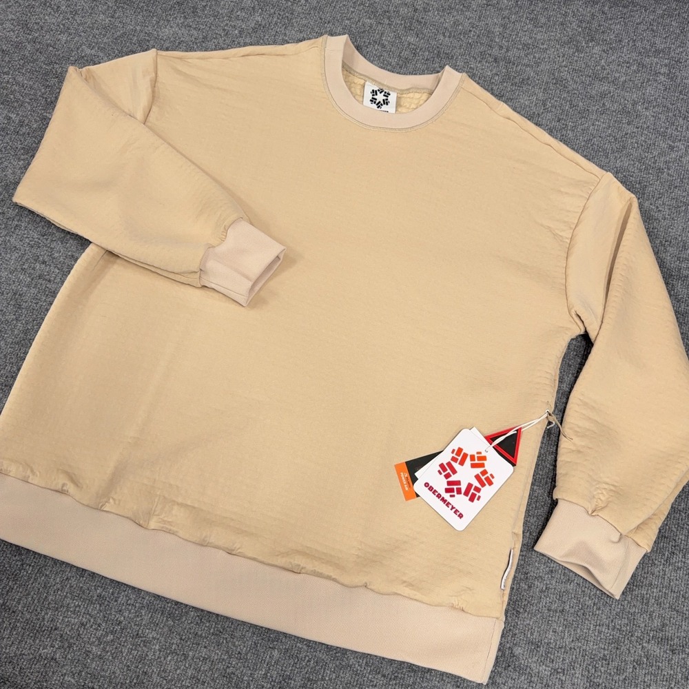 Obermeyer Sweatshirt Mens Large Tan Polartec Explorer Tech Crewneck Off Grid